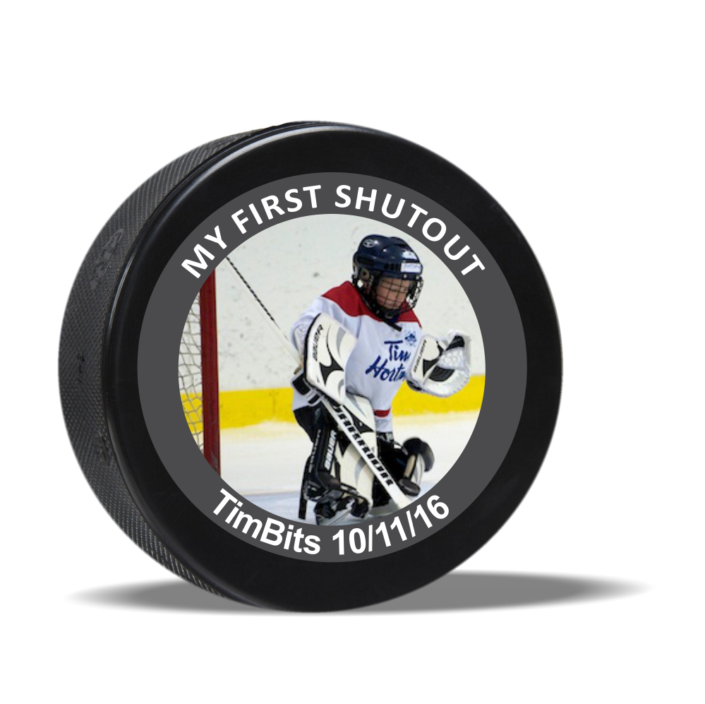 Personalized My First Shutout (Printed) Hockey Puck